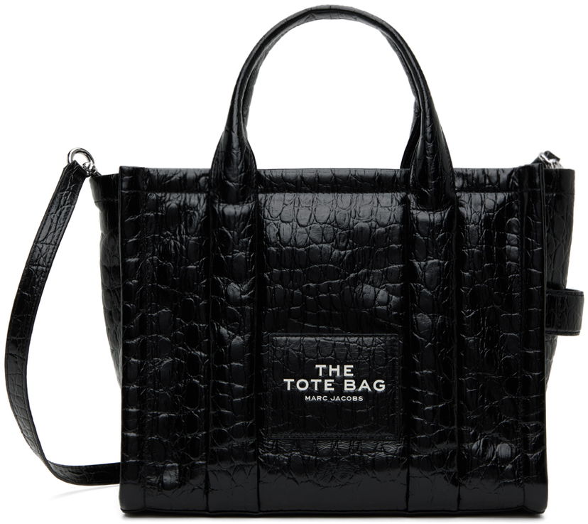 Tygpåse Marc Jacobs Marc Jacobs Small Croc-Embossed Tote Bag Svart | H045L01RE22