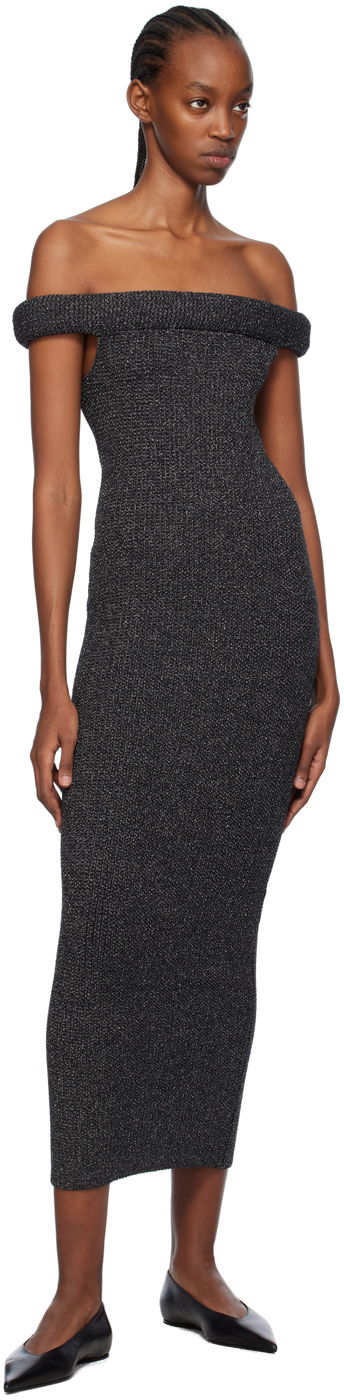 Klä TOTEME TOTEME Off-The-Shoulder Midi Dress Grå | 241-WRD1179-YA0031, 3