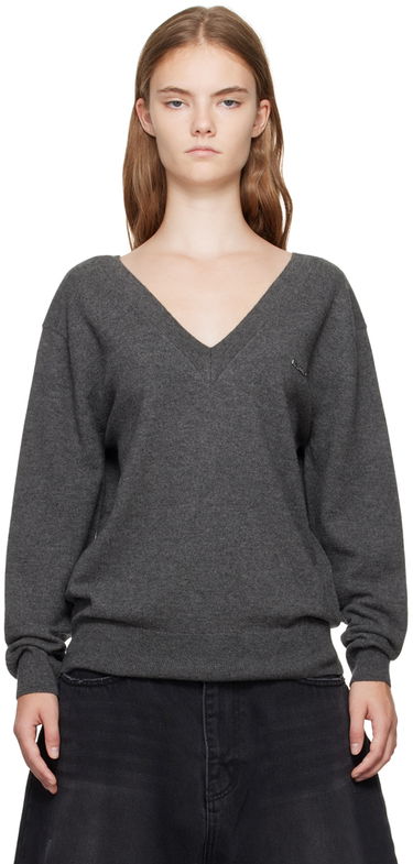Sweater We11done Deep V-Neck Sweater Grå | WD-KT2-24-642-W-GY, 0