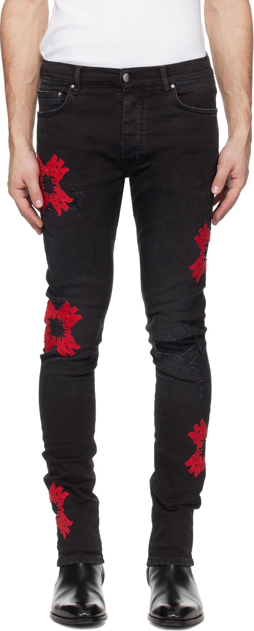 Jeans AMIRI Quad Applique Slim Fit Jeans Svart | AMDNSY1111