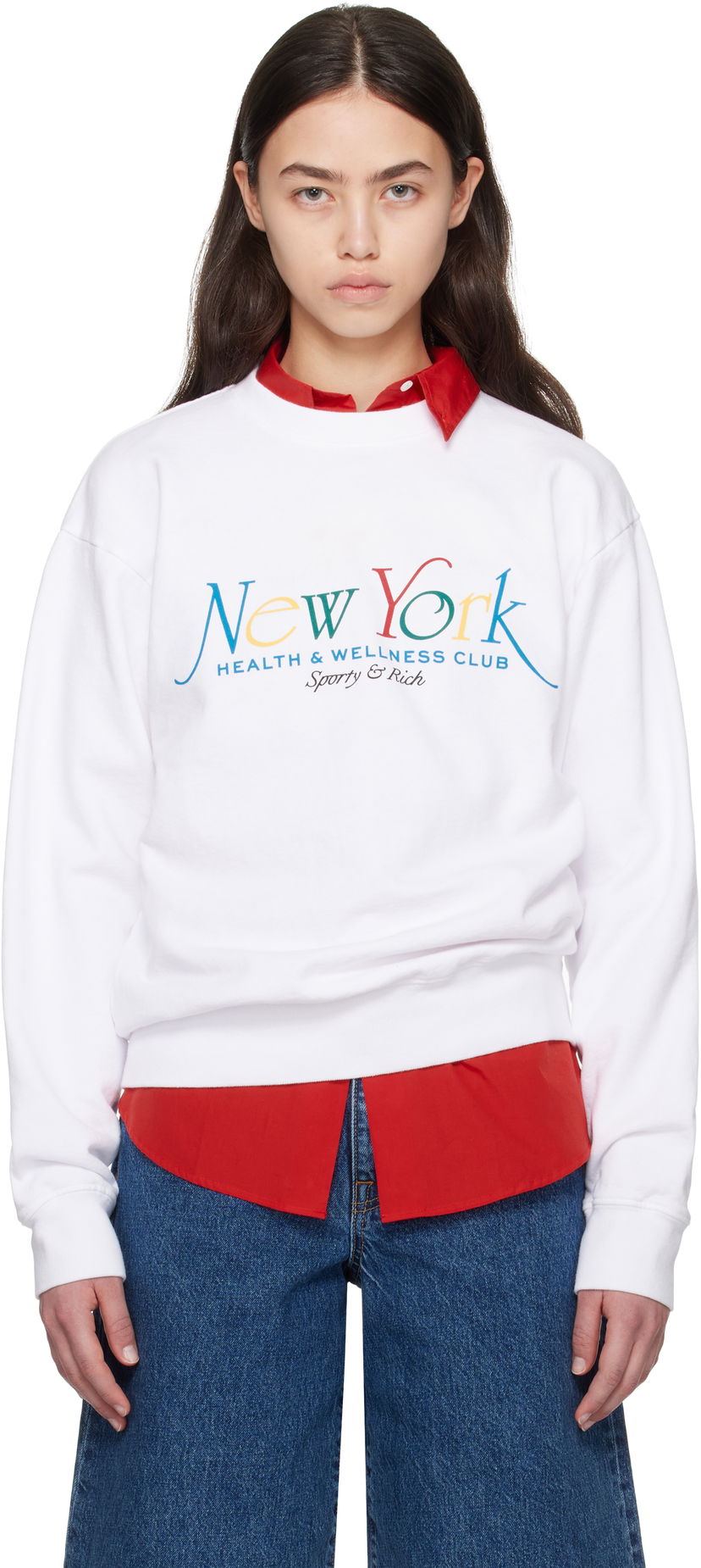 Sweater Sporty & Rich Sporty & Rich NY 94 Crewneck Sweatshirt Vit | ST071622034WH57