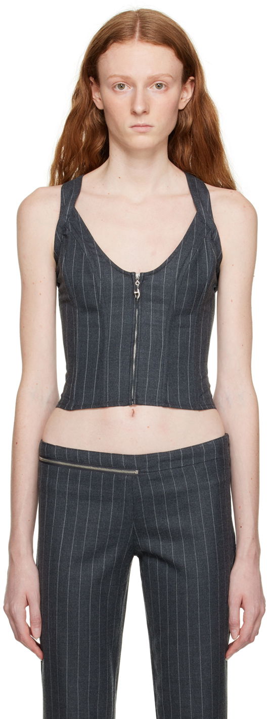 Linne Miaou Miaou Hannah Jewett Edition Pinstriped Valda Tank Top Grå | 7056PSWBRI