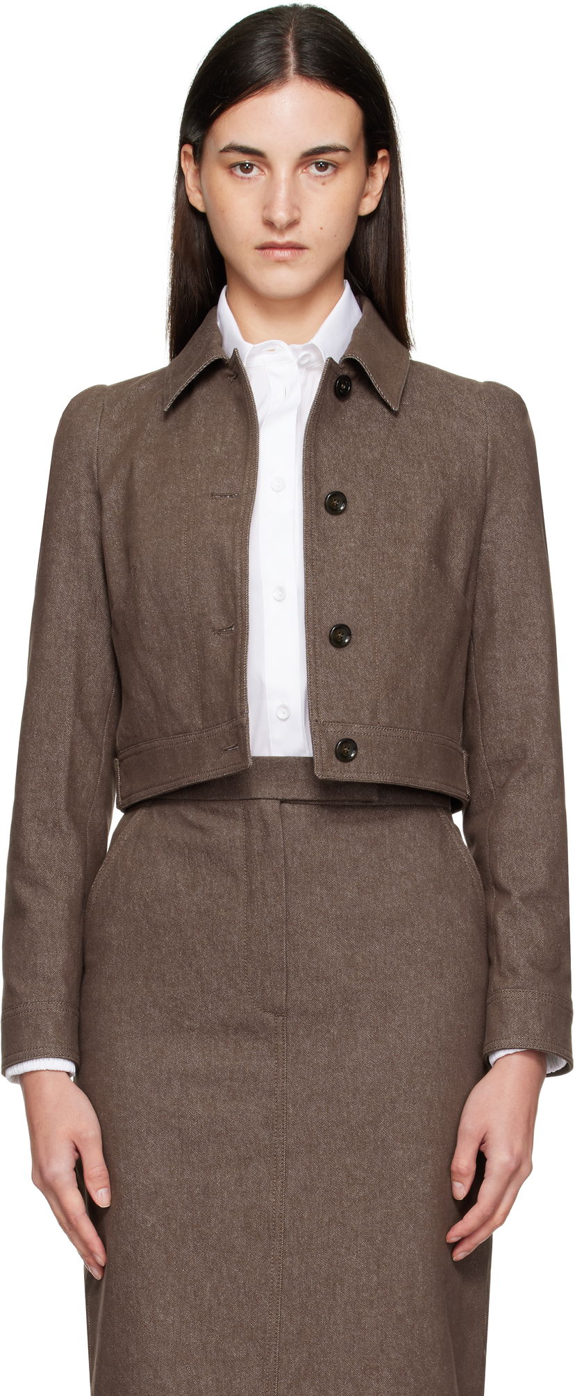 Jacka Max Mara Max Mara Carpa Cropped Jacket Brun | 2511041013600