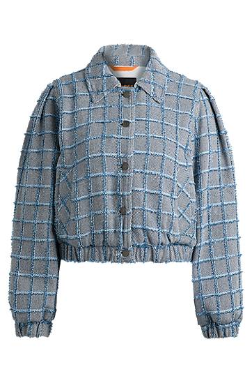 Bomberjacka BOSS Tweed Cropped Jacket Blå | 50518962