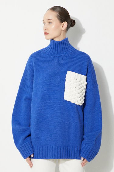 Sweater JW Anderson JW Anderson Textured Patch Pocket Turtleneck Sweater Blå | KW1150.YN0144.823, 0