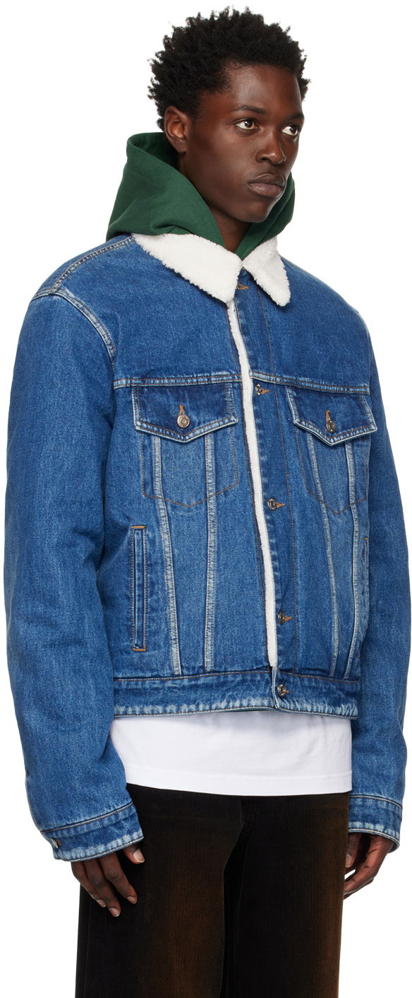 Jacka We11done We11done Regular-Fit Sherpa Denim Jacket Blå | WD-DJ3-22-362-U-BL, 1