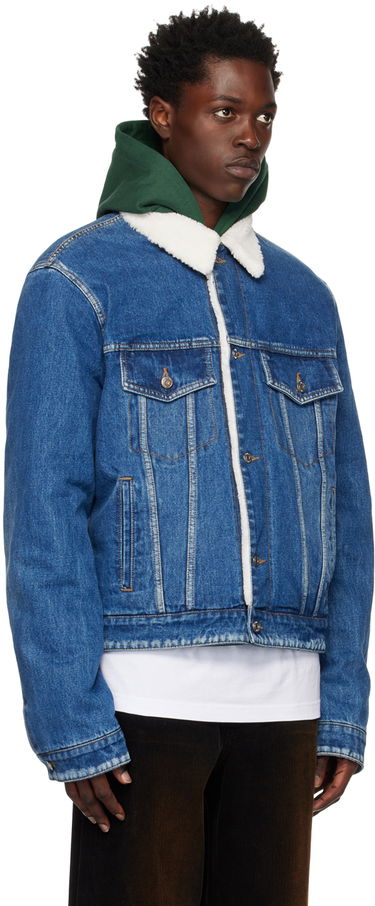 Jacka We11done We11done Regular-Fit Sherpa Denim Jacket Blå | WD-DJ3-22-362-U-BL, 1