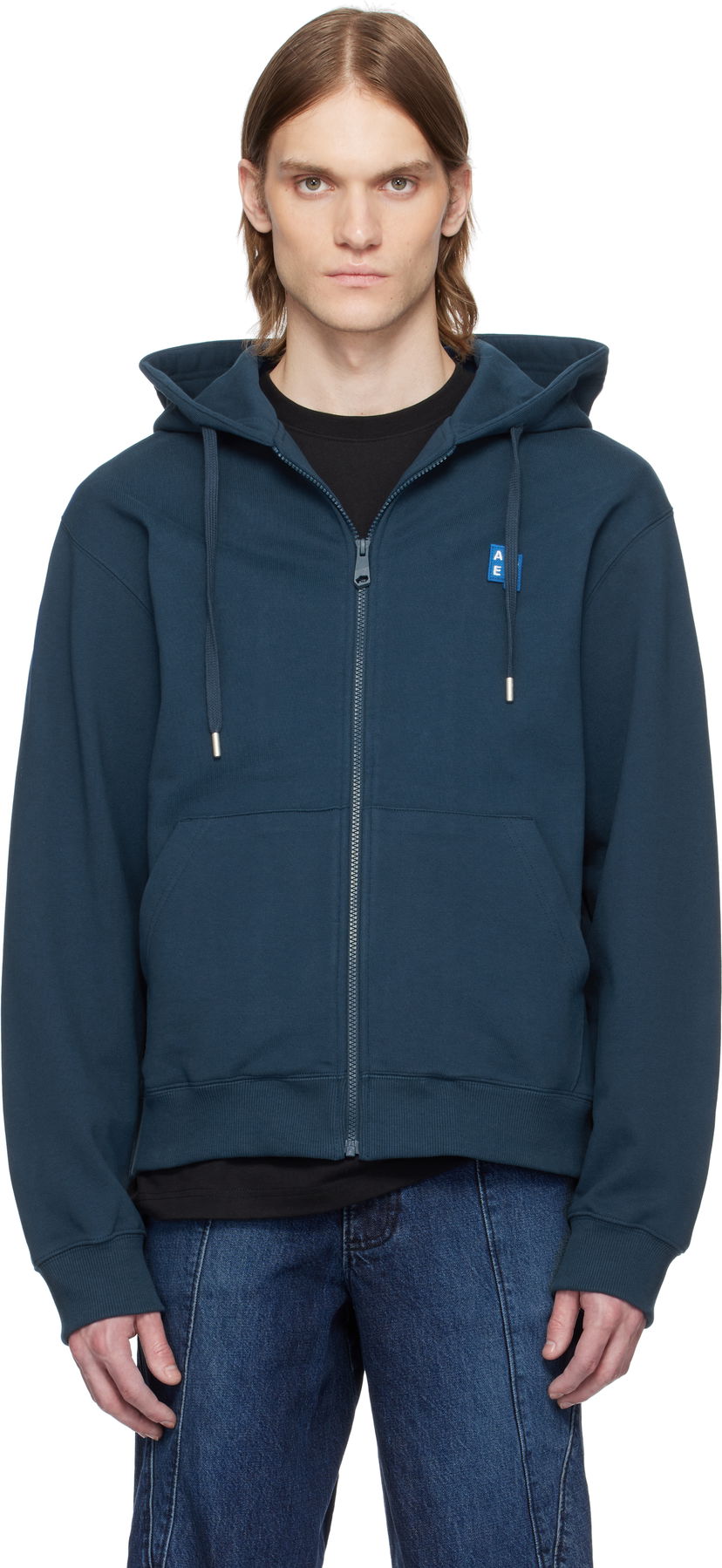 Sweatshirt ADER ERROR ADER error TRS Tag 01 Zip-Up Hoodie Mörkblå | BO42FYHD0401NV