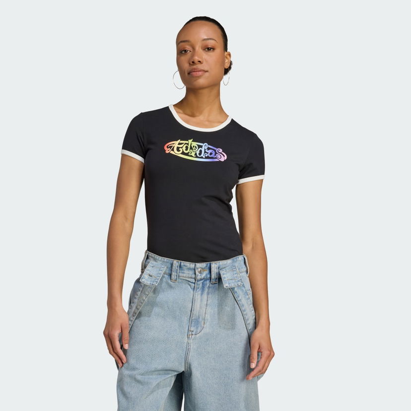 T-shirt adidas Performance adidas x Jeremy Scott Pride Graphic Fitted Tee Svart | JW0830