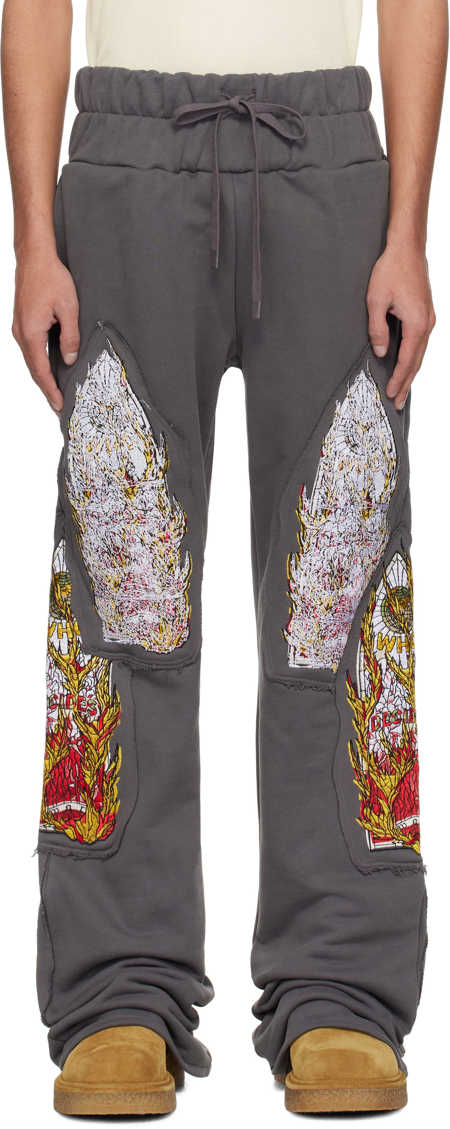 Träningsbyxor Who Decides War Who Decides War Triple Flame Glass Sweatpants Grå | 1121110021SS25, 0