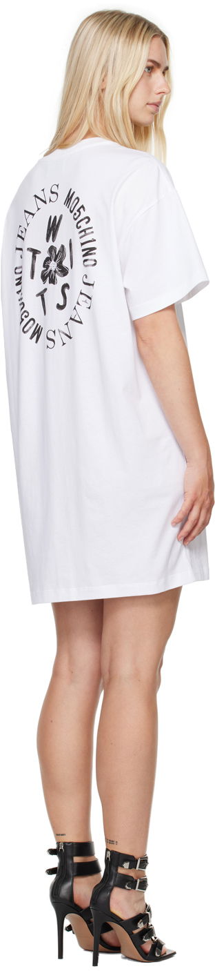 Klä Moschino Moschino Jeans Printed Logo T-Shirt Dress Vit | 242K10456, 2