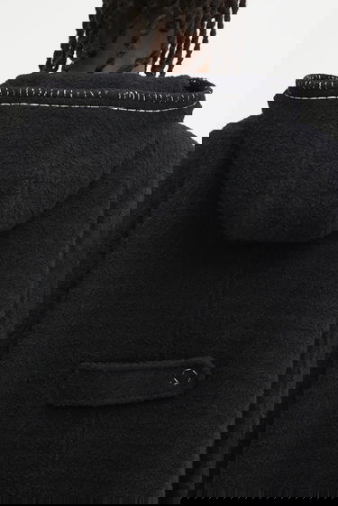 Rockar ADER ERROR Wool Blend Hooded Coat with Contrast Stitching Svart | BO01FWCT0104BK, 4