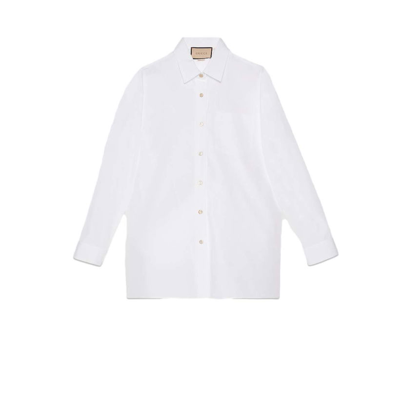 Skjorta Gucci Cotton Shirt Vit | 759790 ZAOXQ 9000