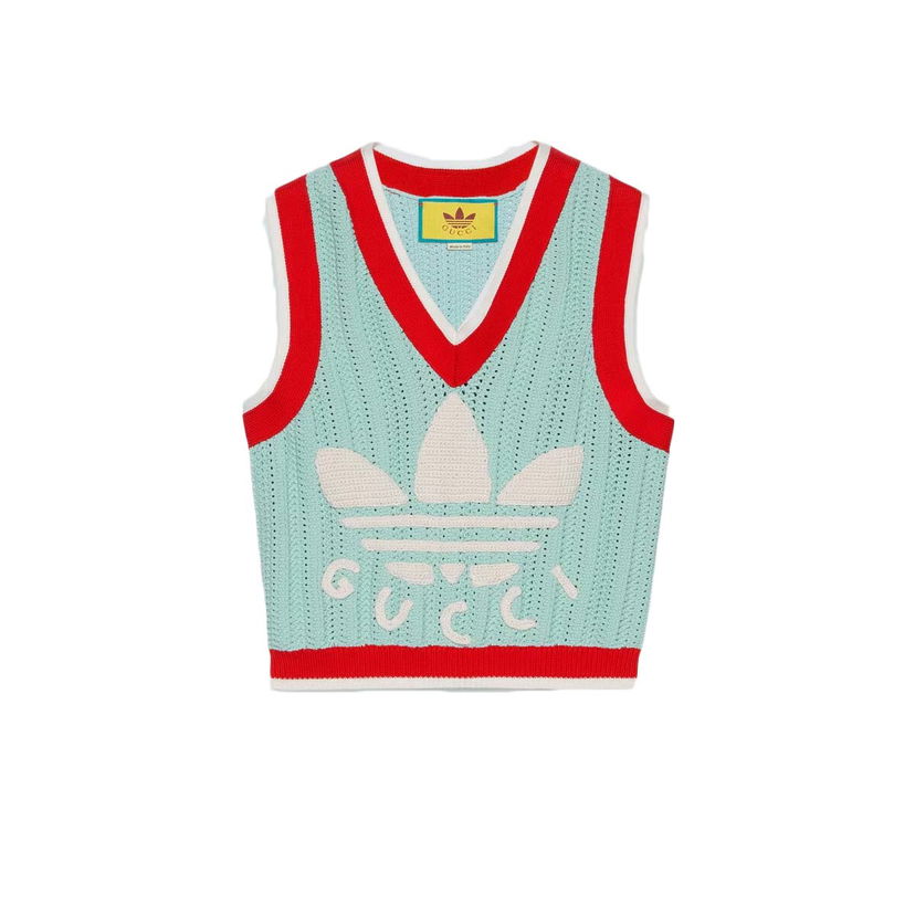 Sweater Gucci adidas x Rib Stitch Sleeveless Top Light Turquoise Turkos | ‎697711 XKCDW 4718