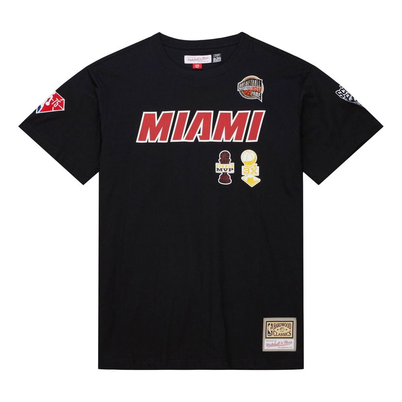 T-shirt Mitchell & Ness NBA Heat HOF T-Shirt 'Dwayne Wade 3' Svart | TCRW6862-MHEYYDWABLCK