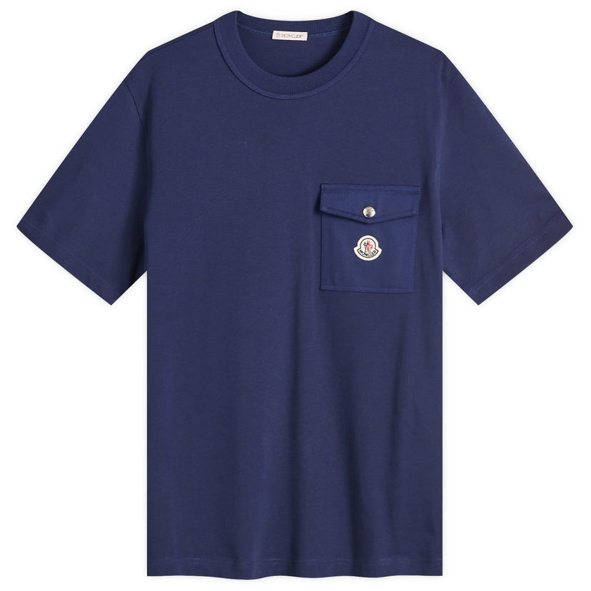 T-shirt Moncler Moncler Heavy Cotton Pocket Tee, Size Small Mörkblå | 8C000-32-89AVF-7A9