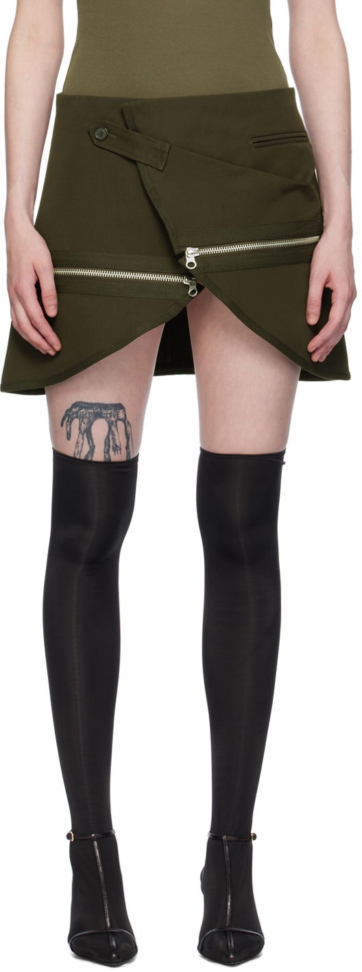 Kjol Courrèges Courrèges Asymmetrical Zippered Miniskirt Grön | 224CJU166CO0117