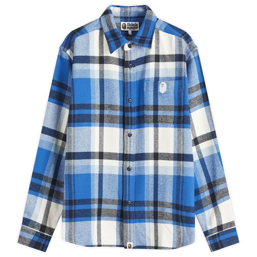 Skjorta BAPE Checked Overshirt Blå | 001SHK801004M-BLU
