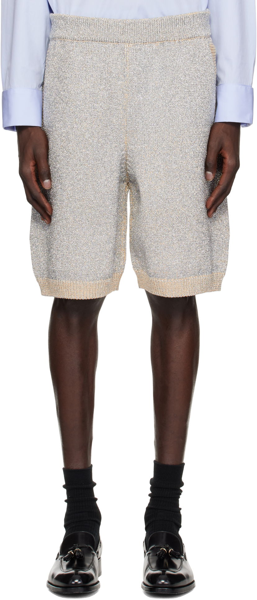 Shorts Dries Van Noten Dries Van Noten Metallic Knit Shorts Metallisk | 251-021205-1710