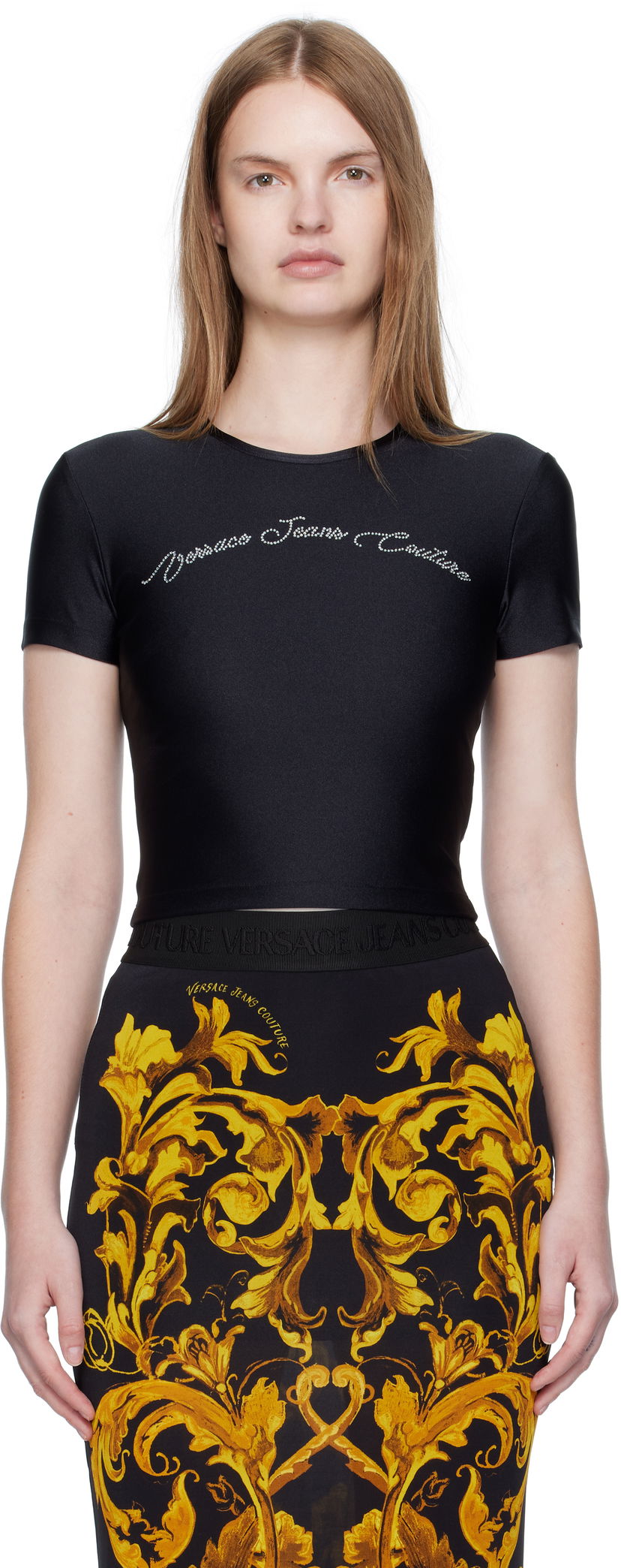 T-shirt Versace Versace Jeans Couture Logo T-Shirt Svart | E79HAH6A2_EN0008