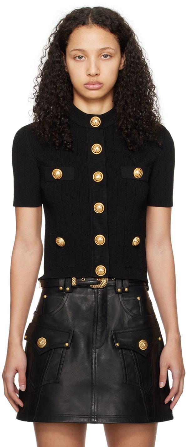 Sweater Balmain Button Cardigan Svart | CF1KL023KB07