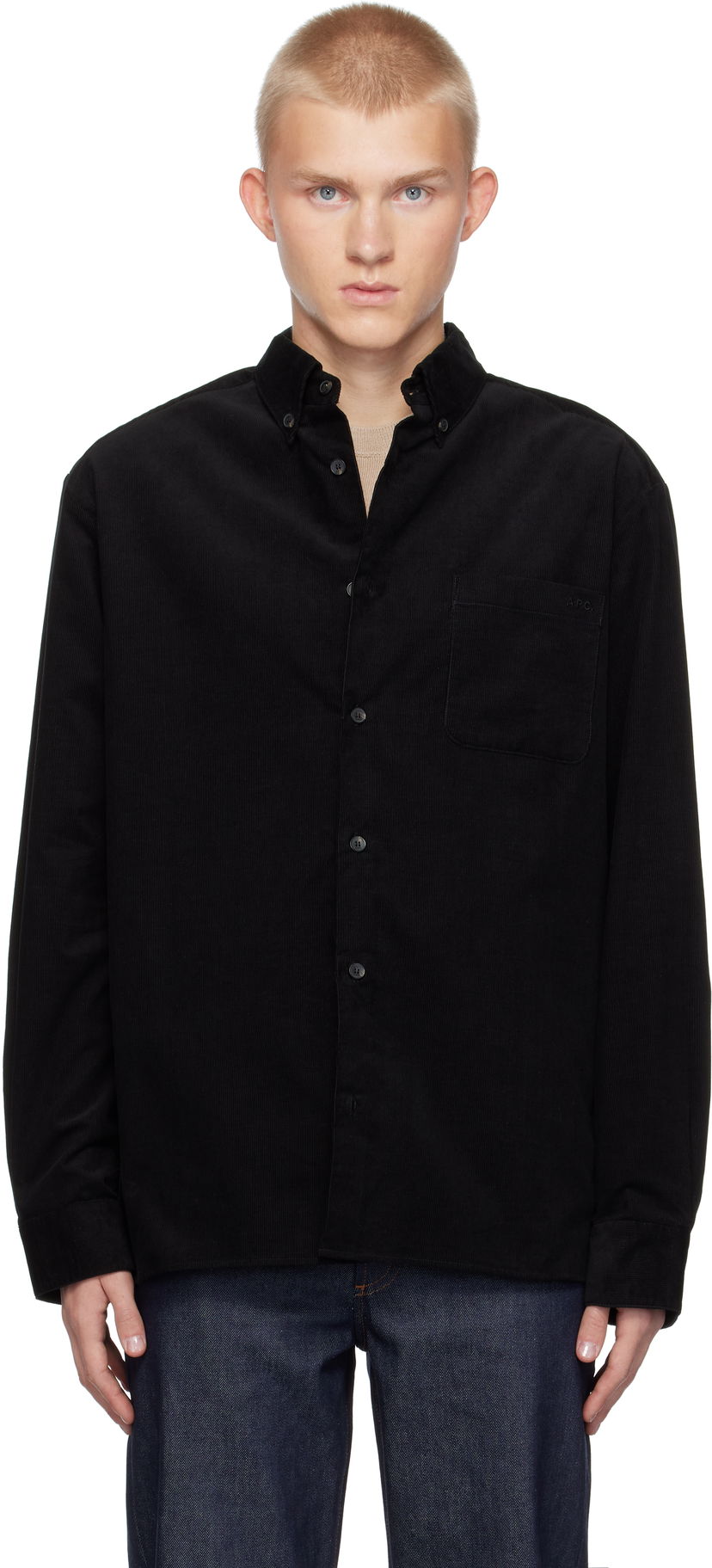 Skjorta A.P.C. Corduroy Shirt Svart | COHFR-H12599