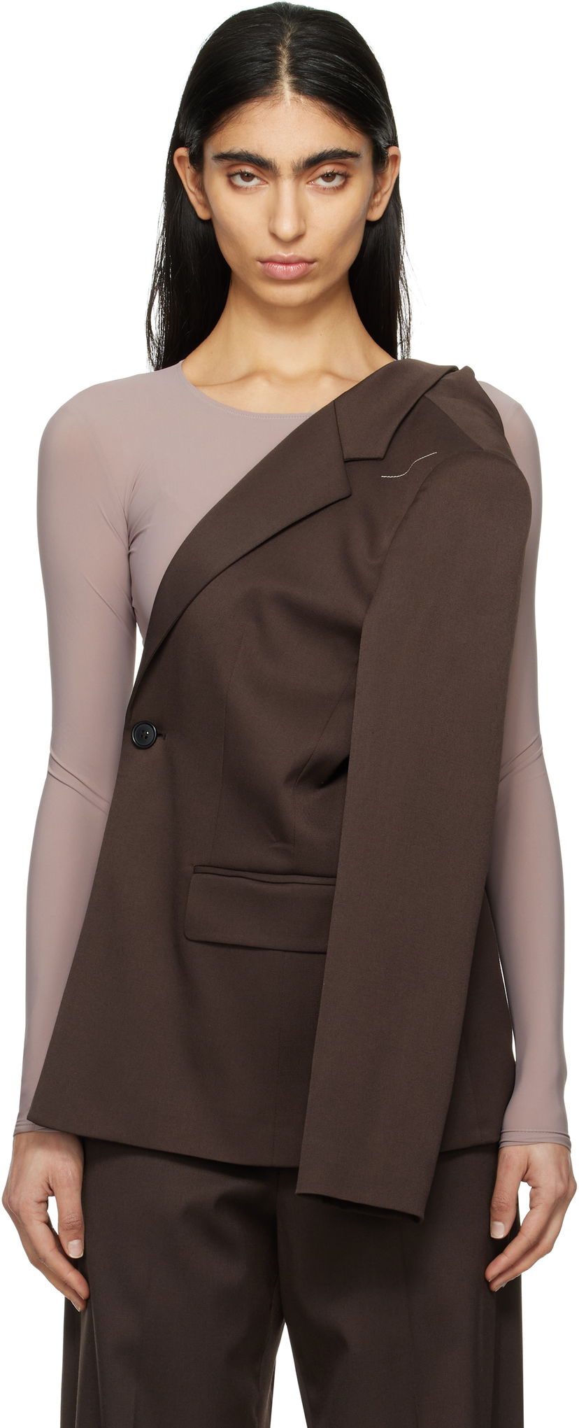 Jacka Maison Margiela MM6 Maison Margiela Twist Suit Blazer Brun | S52BN0141 S47848