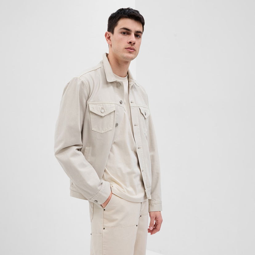 Jacka GAP Denim Jacket Grey Splash Beige | 585765-01