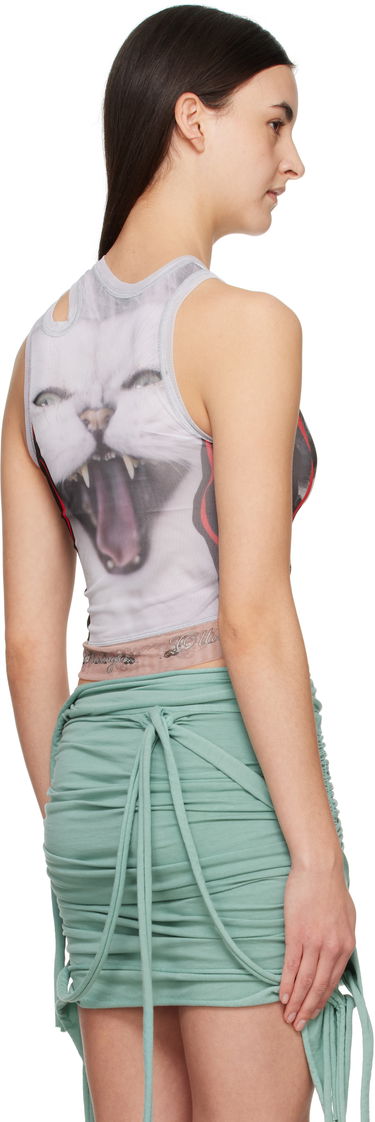 Linne Ottolinger Ottolinger Mesh Dog Print Cutout Tank Top Vit | 10110060102, 2