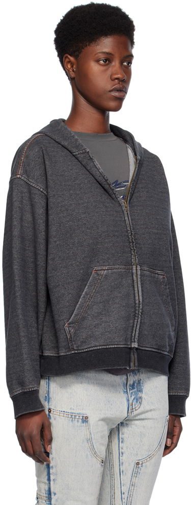 Sweatshirt We11done Faded Zip-Up Hoodie Svart | WD-TJ0-24-787-U-BK, 1
