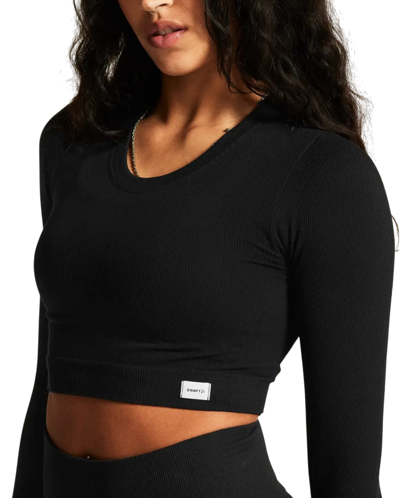 Crop top Craft Craft Collective Rib Cropped Long Sleeve T-Shirt Svart | 1916014-999000