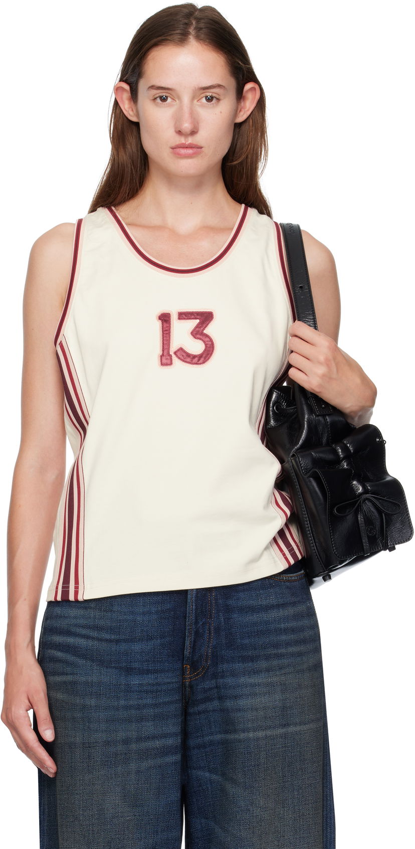 Linne Acne Studios Acne Studios Embroidered-Logo Tank Top Beige | BL0424-