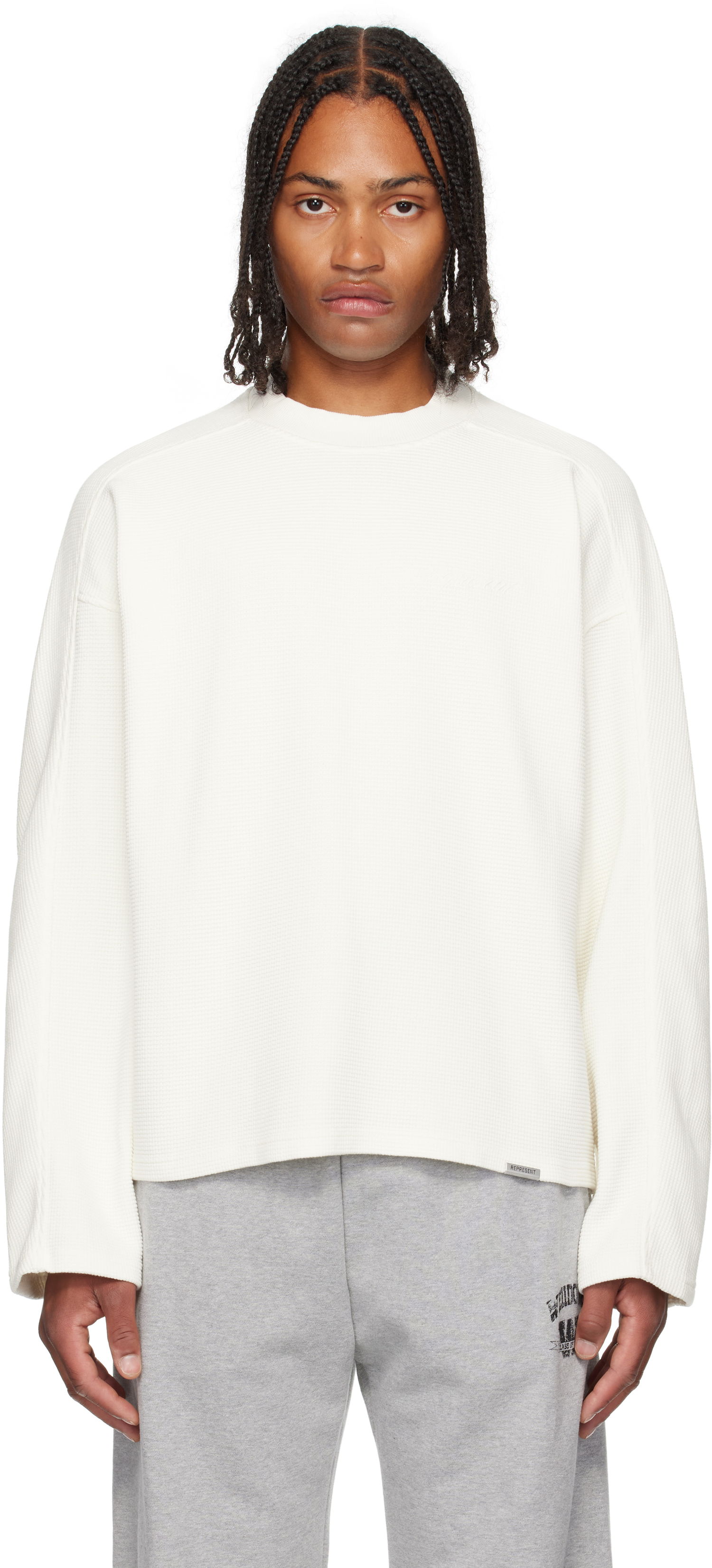 T-shirt Represent Clo Represent Waffle Long Sleeve T-Shirt Vit | MLM41209, 0