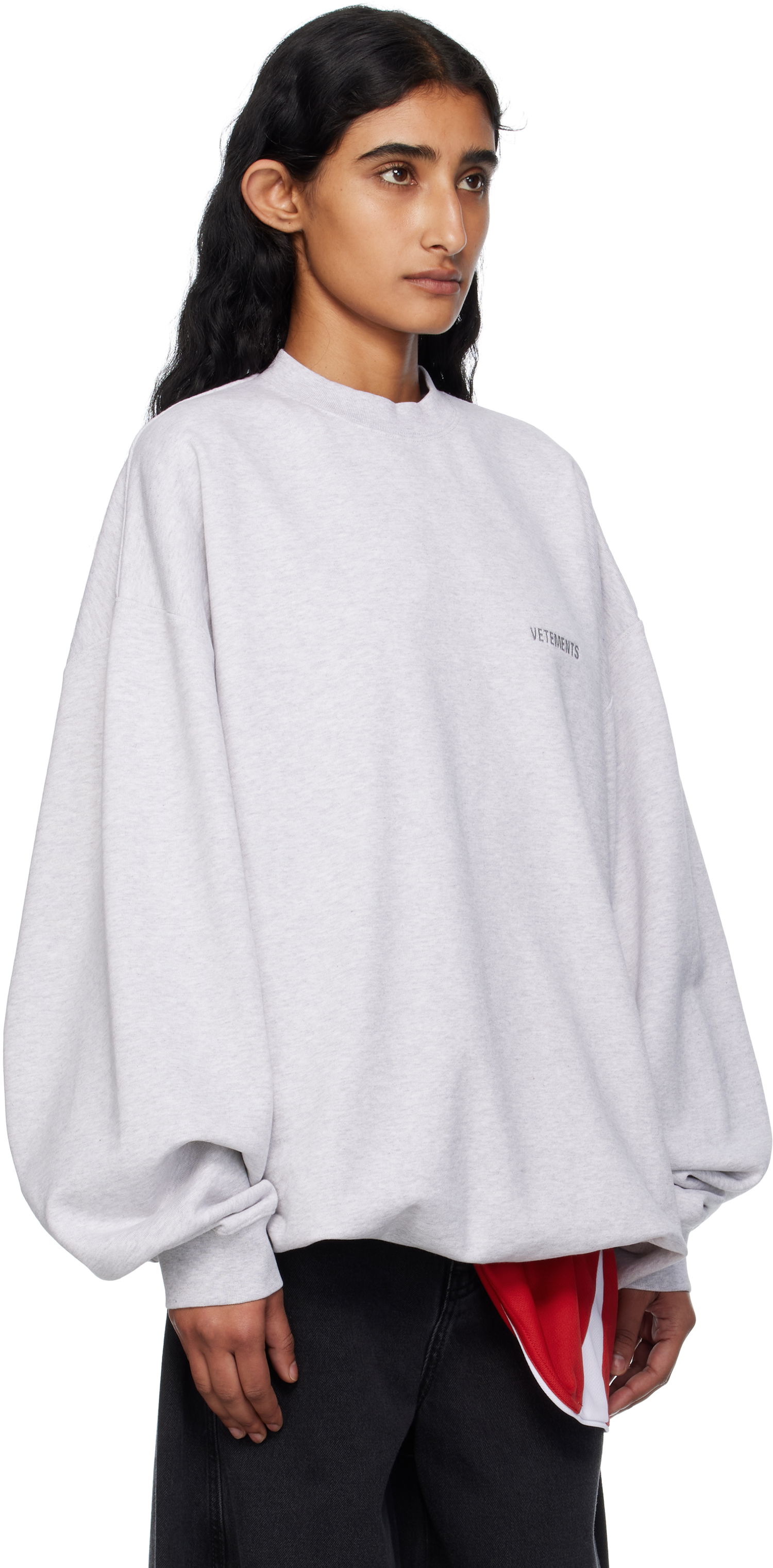Sweatshirt VETEMENTS Vetements Logo Oversized Sweatshirt Grå | UH76CW100G, 1