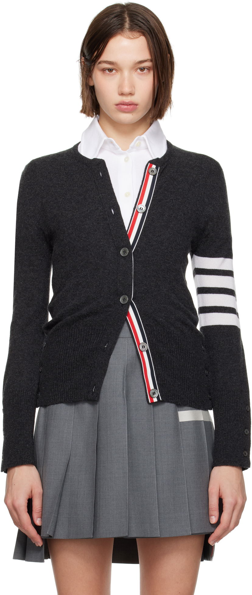 Sweater Thom Browne Cashmere 4-Bar Classic Cardigan Grå | FKC002A-00011