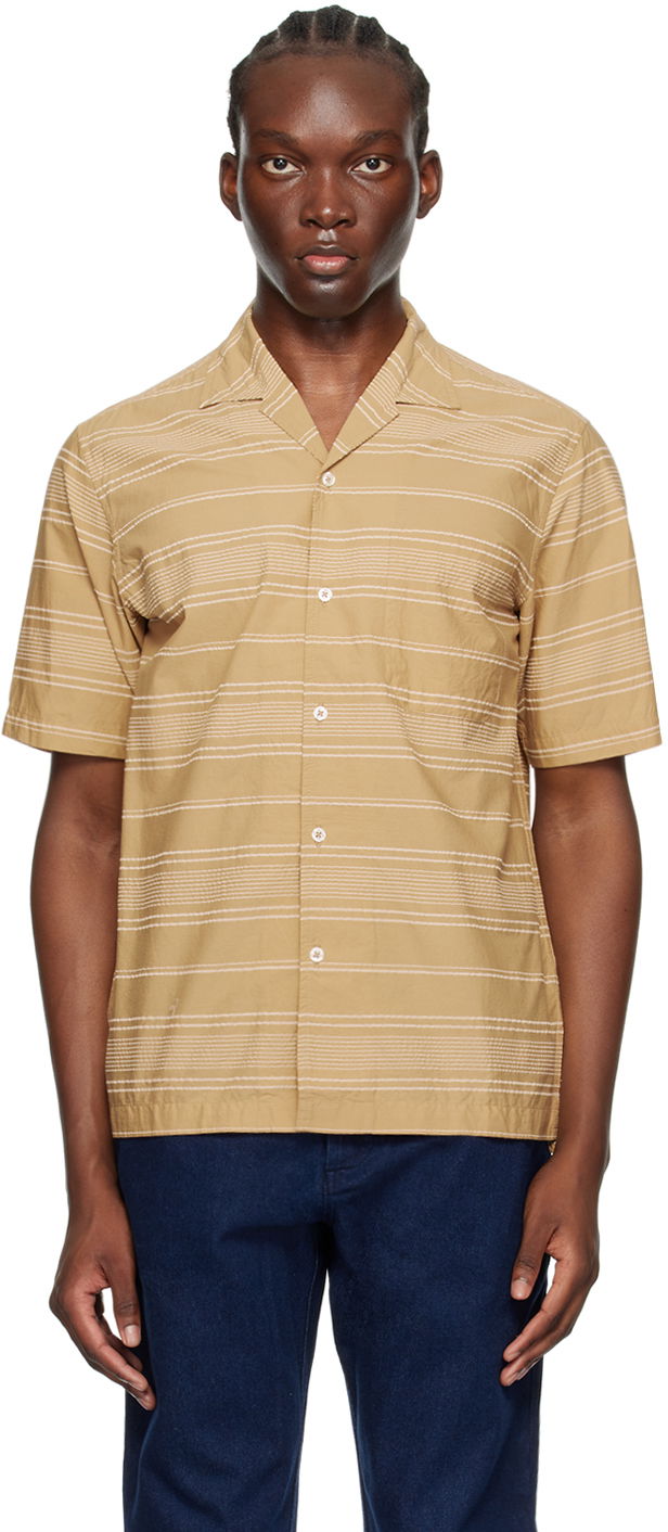 Skjorta Universal Works Universal Works Minari Striped Shirt Beige | P3064