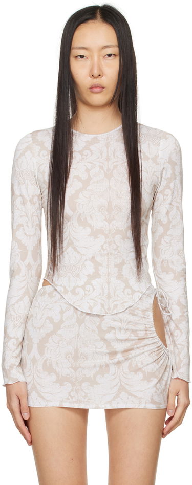 Klä Miaou Miaou Etta Long Sleeve Top and Mini Skirt Set Beige | 7130TJBBAT, 0