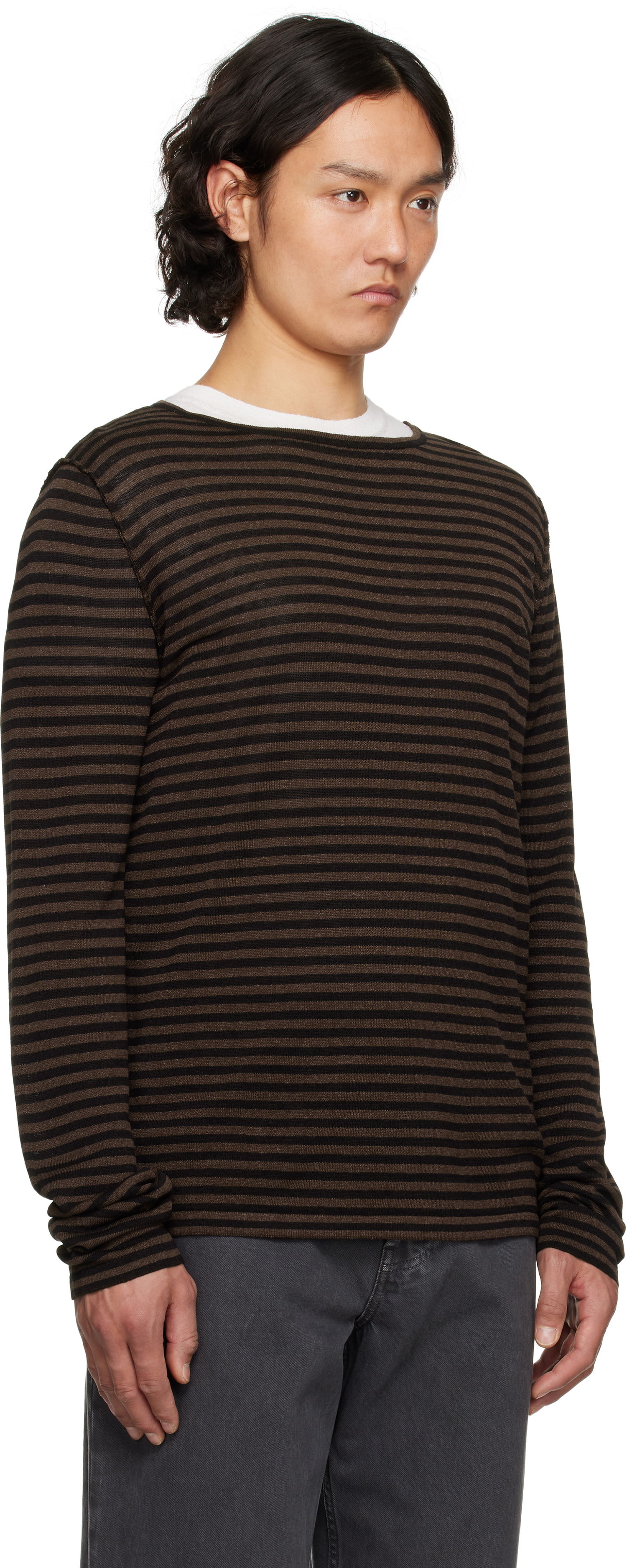 Sweater The Row The Row Striped Lillard Sweater Brun | 885-Y889, 1