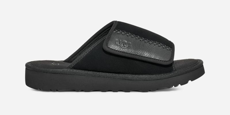 Kläder UGG ® Goldencoast Slide for Men in Black, Size 7, Suede Svart | 1136651-BLK, 0