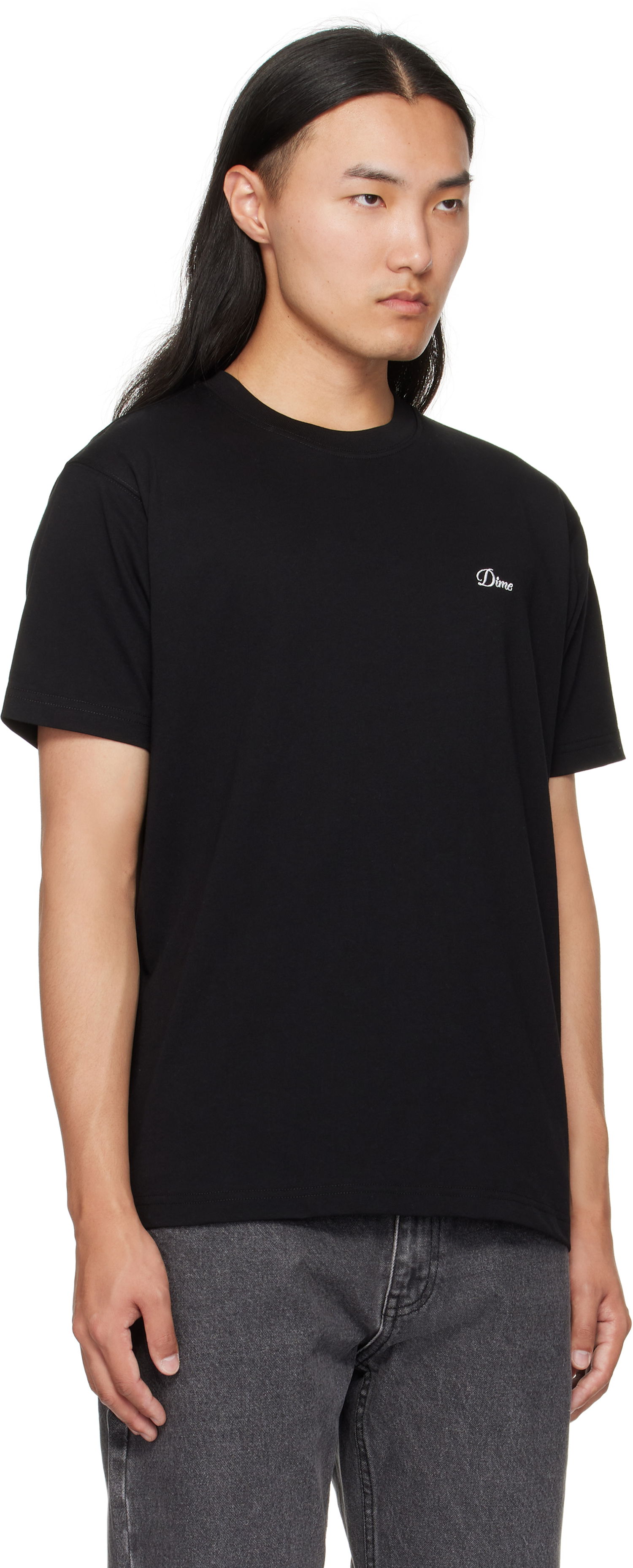 T-shirt Dime Dime Cursive Logo T-Shirt Svart | DIMEFA2544BLK, 1
