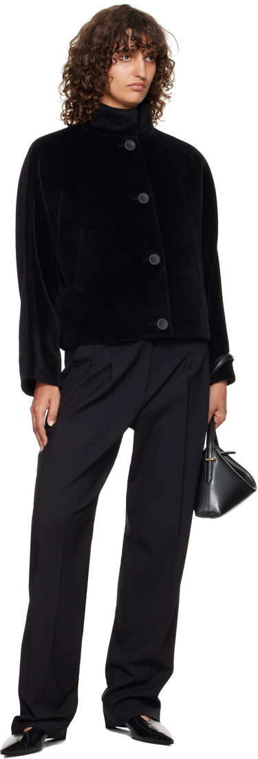 Jacka Max Mara Caladio Cropped Textured High Neck Button-Up Jacket Svart | 2526086091600, 3