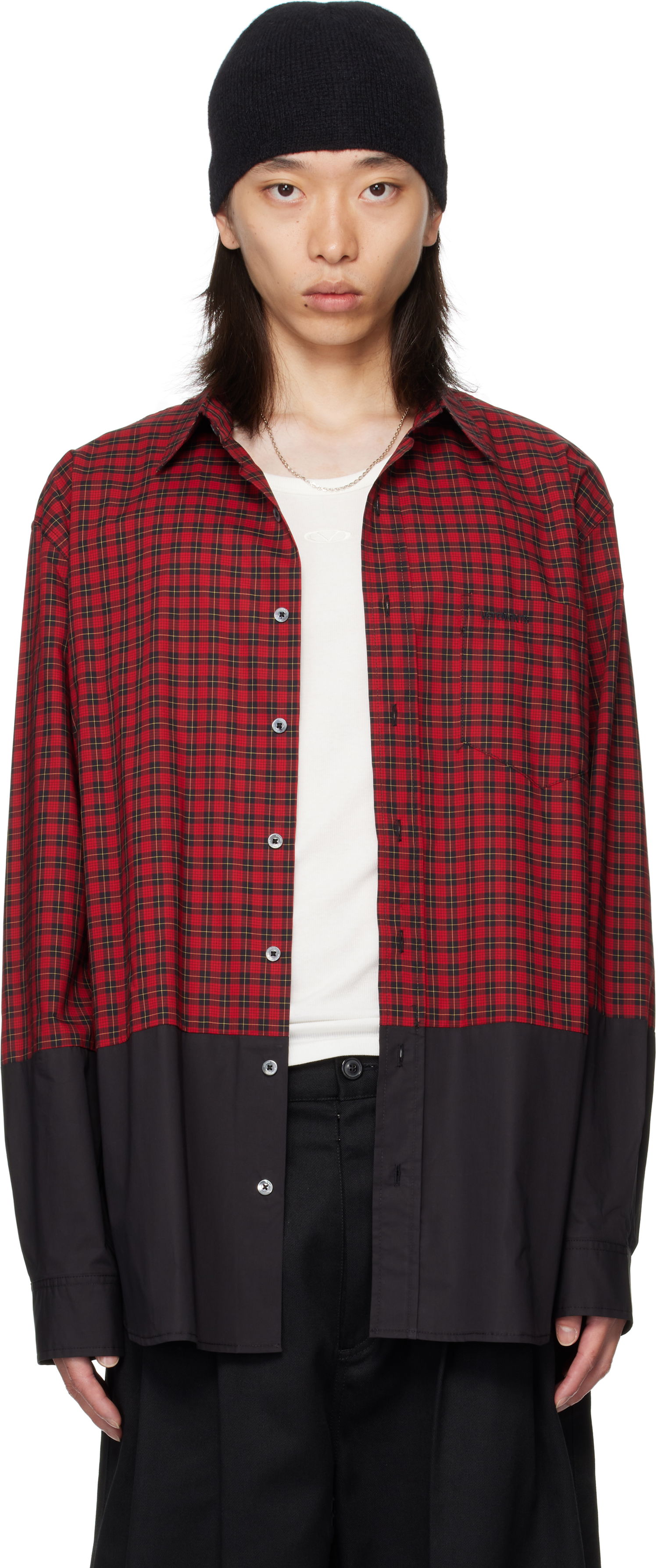 Skjorta VETEMENTS VETEMENTS Splitted Plaid Shirt Röd | UH76SH630RB, 0