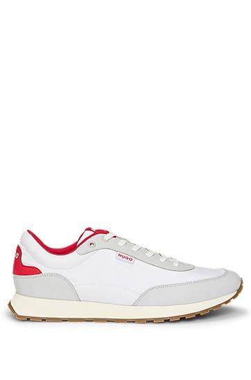 Kläder BOSS HUGO Mixed-Material Logo Flag Trainers Vit | 50542721, 1
