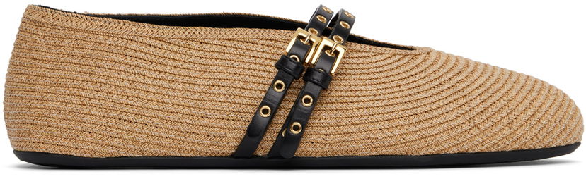 Kläder Alaïa ALAÏA Paper Straw Ballerina Flats Beige | AA3A058TK036