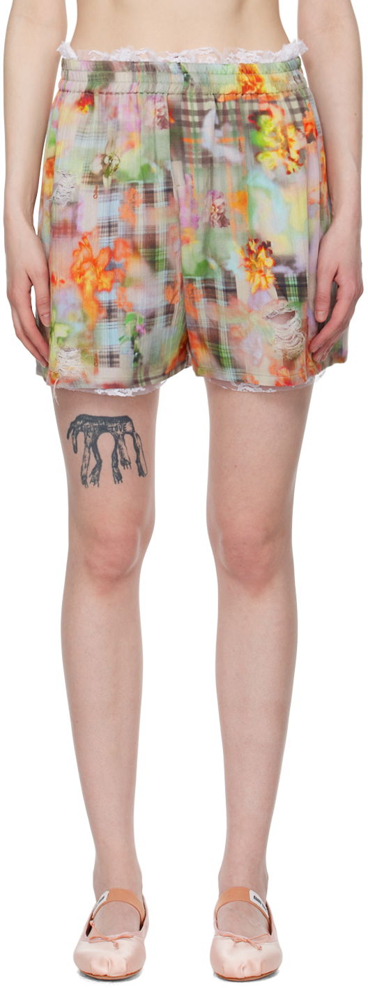 Shorts Collina Strada Collina Strada Odeon Floral-Print Lace-Trim Shorts Flerfärgad | XX6017