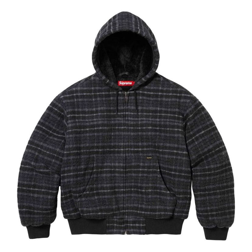 Bomberjacka Supreme Plaid Wool Hooded Work Jacket Svart | SUP-FW23-075