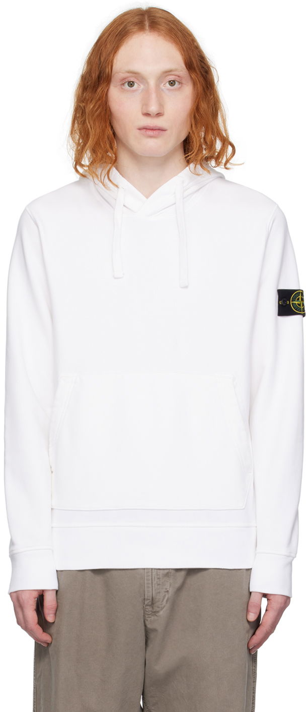Sweatshirt Stone Island Garment-Dyed Hoodie Vit | 801564151