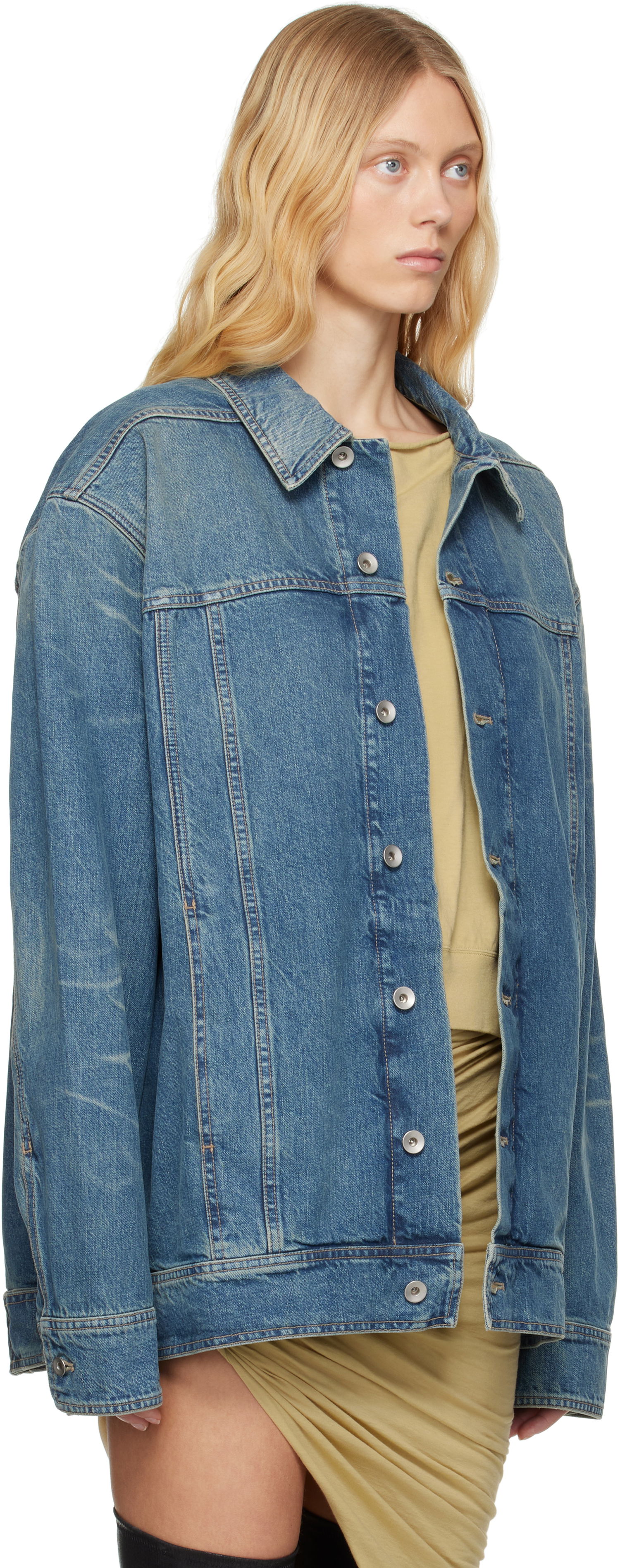 Jacka Rick Owens Rick Owens DRKSHDW Hollywood Jumbo Worker Denim Jacket Blå | DS01E3706 DWB, 1