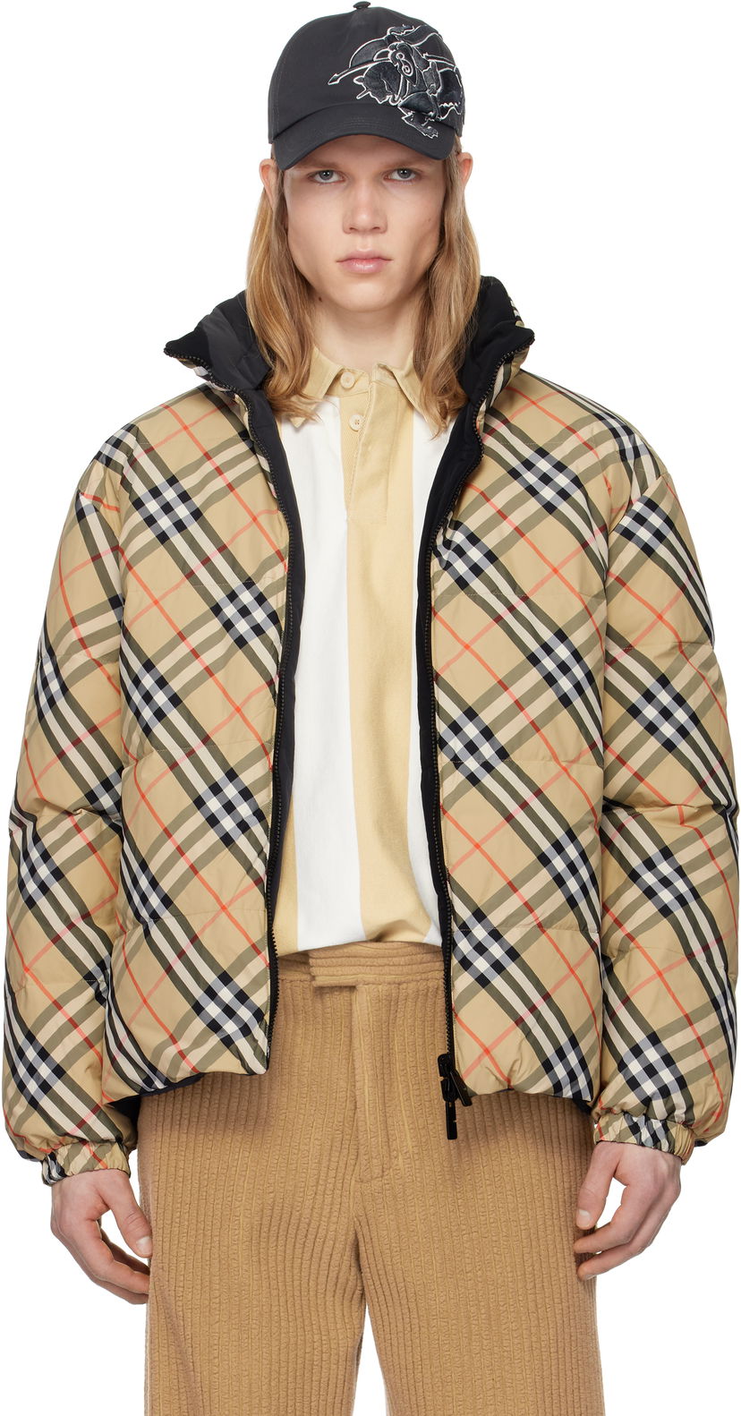 Pufferjacka Burberry Burberry Reversible Check Down Puffer Jacket Beige | 8103931