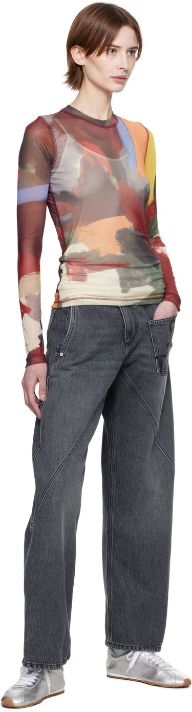 T-shirt JW Anderson JW Anderson Abstract Print Sheer Long Sleeve T-Shirt Flerfärgad | JO0138-PG1723, 3